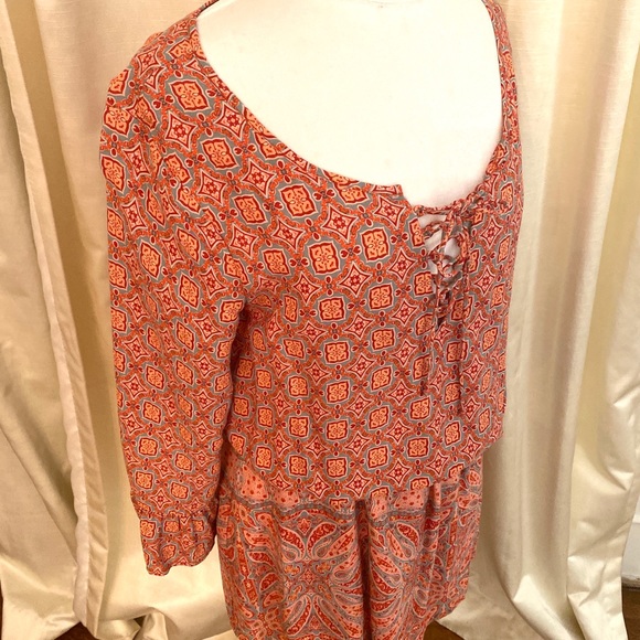 Sanctuary Orange and Turquoise Dress M with bell sleeves - Picture 7 of 7